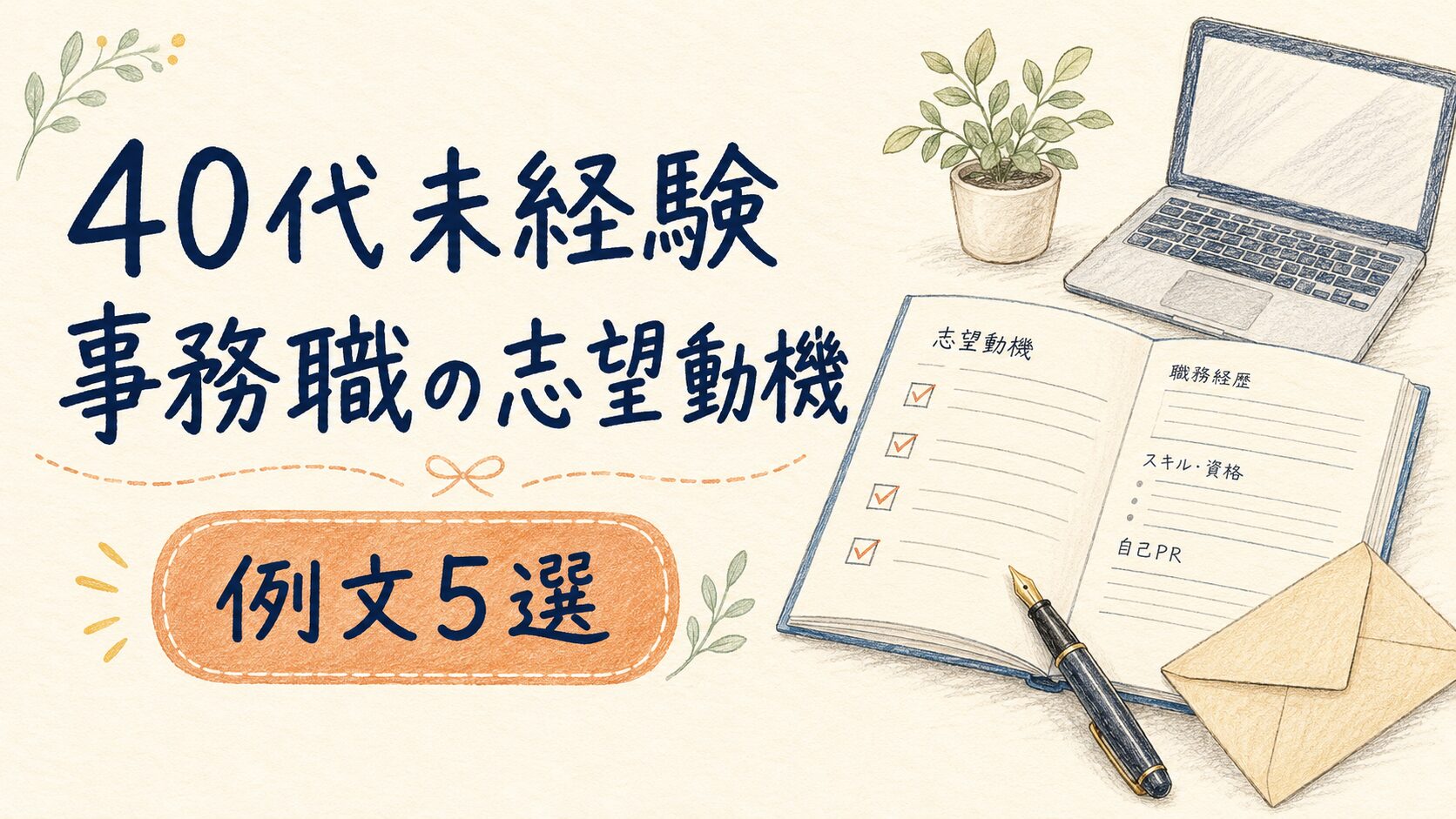 40代未経験から事務職へ｜志望動機の書き方と例文5選【ブランクありも】